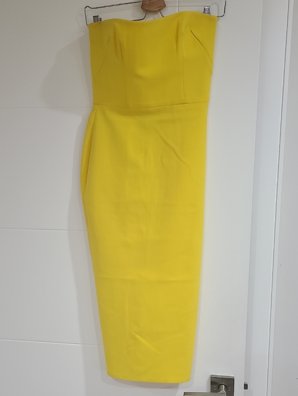 Alex Perry Strapless Bright Yellow Midi Dress